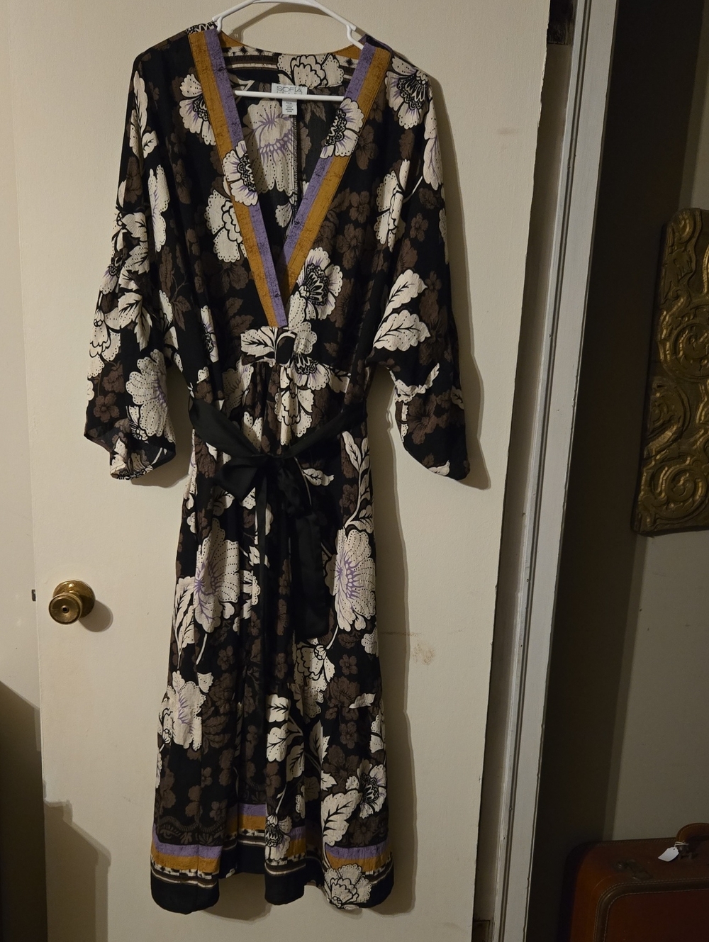Sofia JEANS Floral Midi Dress with Contrast Trim